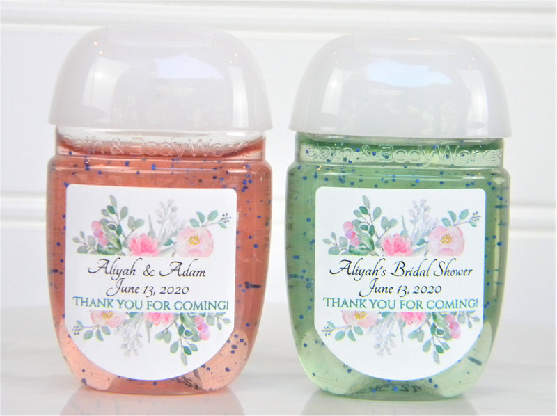 Pink Floral Bridal Shower Hand Sanitizer Labels - PFL100 - LABELS ONLY :) - Thatsawrapfavors