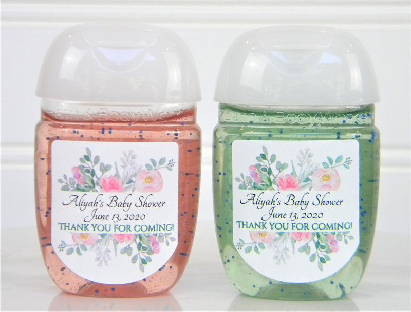 Pink Floral Baby Shower Hand Sanitizer Labels - PFL103 - LABELS ONLY :) - Thatsawrapfavors