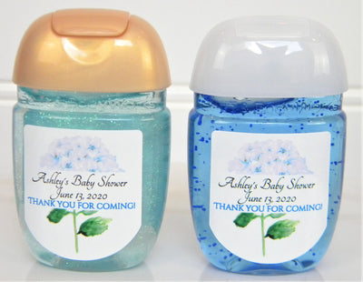 Blue Hydrangea Baby Shower Hand Sanitizer Favor Labels - BFL109 - LABELS ONLY :) - Thatsawrapfavors