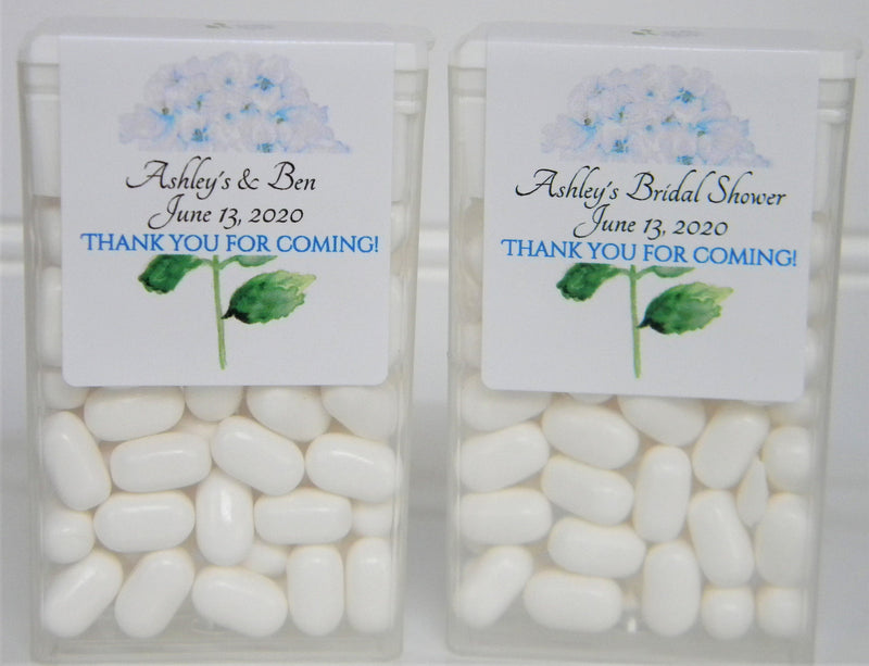 Blue Hydrangea Wedding Tic Tac Labels - HYB200 - LABELS ONLY :) - Thatsawrapfavors
