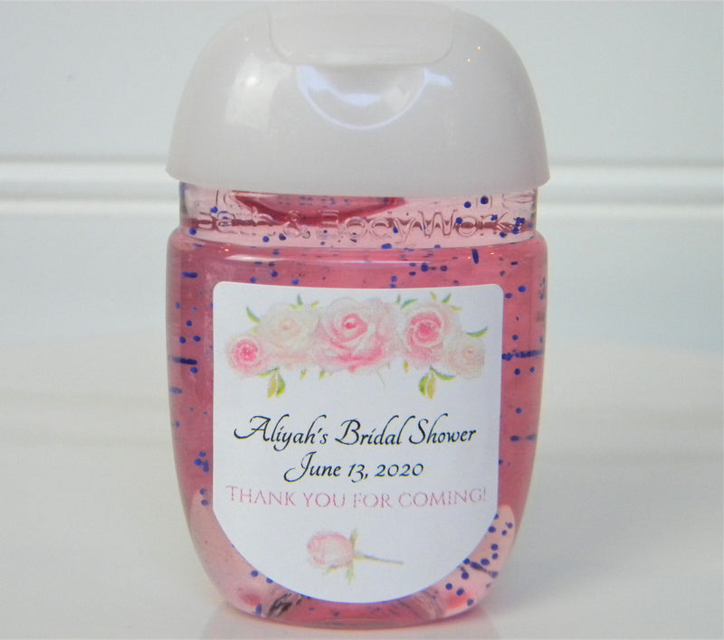Pink Rose Theme Wedding Hand Sanitizer Labels - PFL109 - LABELS ONLY :) - Thatsawrapfavors