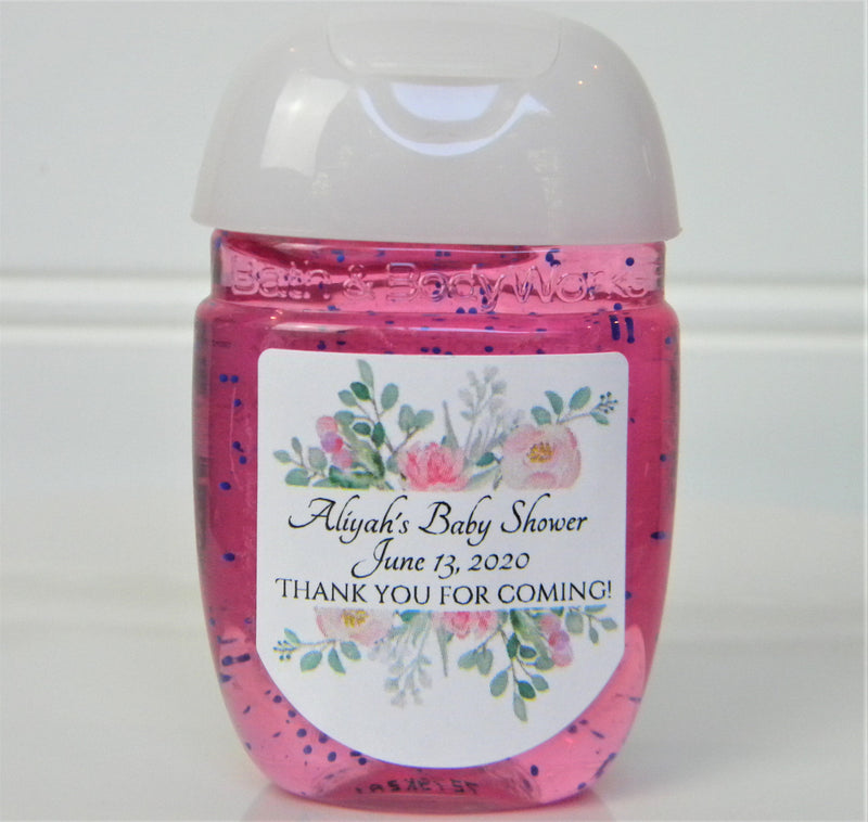 Pink Floral Baby Shower Hand Sanitizer Labels - PFL103 - LABELS ONLY :) - Thatsawrapfavors