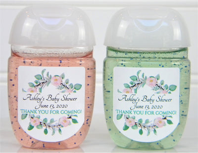 Floral Wreath Baby Shower Hand Sanitizer  Labels - PFL105 - LABELS ONLY :) - Thatsawrapfavors
