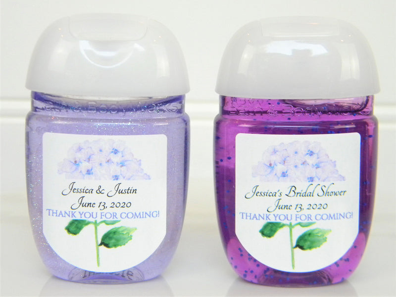 Lavender Hydrangea Theme Bridal Shower or Wedding Hand Sanitizer Labels - Bridal Shower Favors - LAV104 - LABELS ONLY :) - Thatsawrapfavors