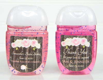 Rustic Pink Blush Floral Bridal Shower or Wedding Hand Sanitizer Labels - PFL102 - LABELS ONLY :) - Thatsawrapfavors