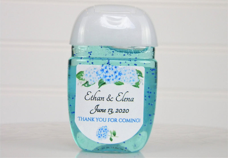 Blue Hydrangea Bridal Shower Wedding Hand Sanitizer Favor Labels - BFL100 - LABELS ONLY :) - Thatsawrapfavors