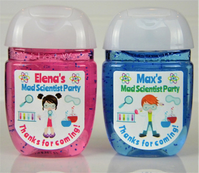 Mad Scientist Theme Birthday Party Hand Sanitizer Labels - Science Party - SCI100 - LABELS ONLY :) - Thatsawrapfavors
