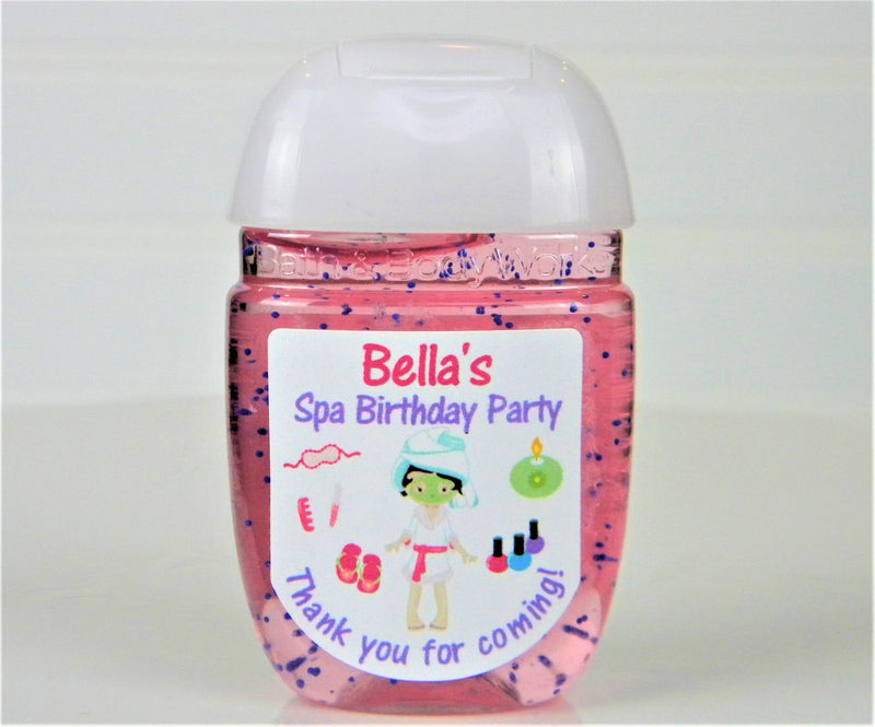 Spa Makeover Hand Sanitizer Birthday Party Favor Labels - SPA100 - LABELS ONLY :) - Thatsawrapfavors