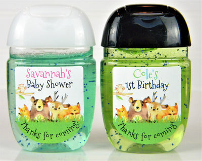 Woodland Forest Animals Baby Shower/Birthday Hand Sanitizer Labels - WAN100 - LABELS ONLY - Thatsawrapfavors