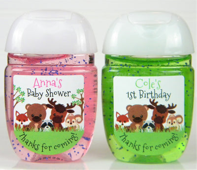 Woodland Forest Animals Baby Shower Hand Sanitizer Labels - WAN102 - LABELS ONLY - Thatsawrapfavors