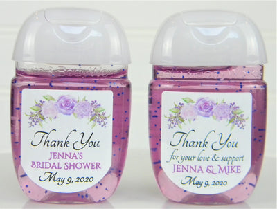 Lavender Floral Theme Bridal Shower pr Wedding Hand Sanitizer Labels - LAV100 - LABELS ONLY :) - Thatsawrapfavors