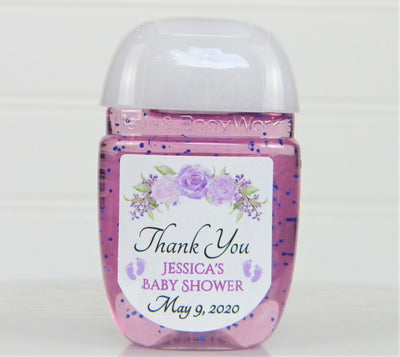 Rustic Lavender Pink Floral Baby Shower Wedding Hand Sanitizer Labels - LAV102 - LABELS ONLY :) - Thatsawrapfavors