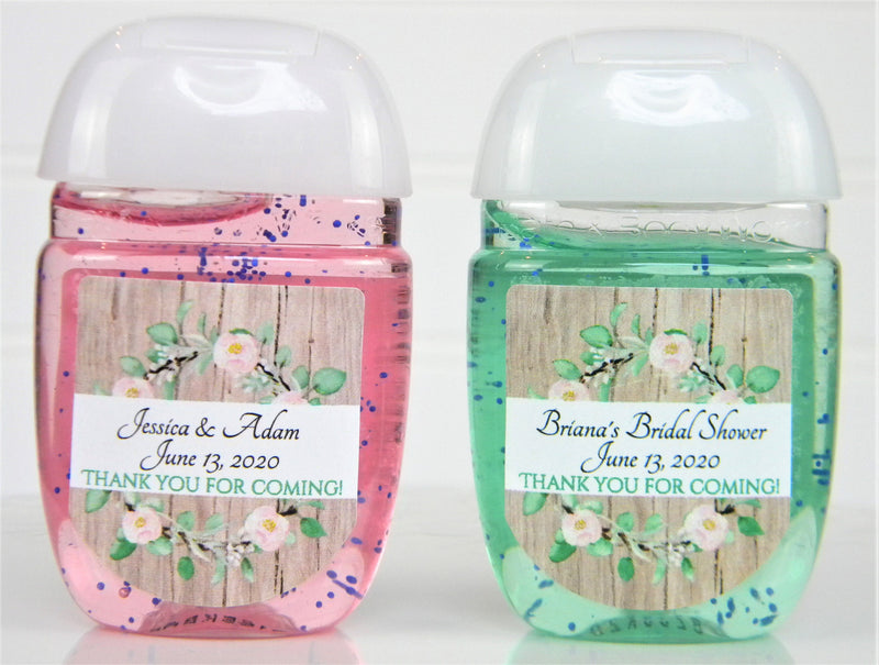 Eucalyptus Pink Floral Shower Wedding Hand Sanitizer Favor Labels - EUC103 - LABELS ONLY :) - Thatsawrapfavors