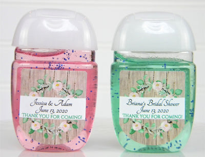 Eucalyptus Pink Floral Shower Wedding Hand Sanitizer Favor Labels - EUC103 - LABELS ONLY :) - Thatsawrapfavors
