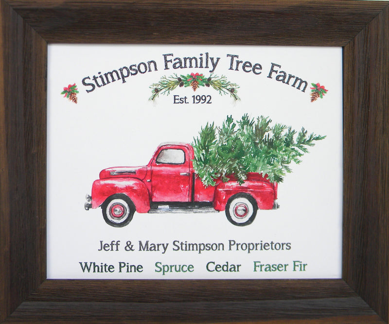 Christmas Family Tree Farm Vintage Red Truck Sign - Personalized with name and date - You Print - CHR500 - DIGITAL ONLY - Thatsawrapfavors