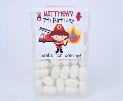 Firefighter Theme Birthday Tic Tac Labels  - FIR200 - LABELS ONLY :) - Thatsawrapfavors