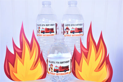 Firefighter Party Water Bottle Labels - FIR220 - LABELS ONLY :) - Thatsawrapfavors
