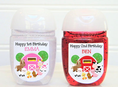 Farmyard Theme Birthday Party Hand Sanitizer Labels - FAR100 -LABELS ONLY :) - Thatsawrapfavors