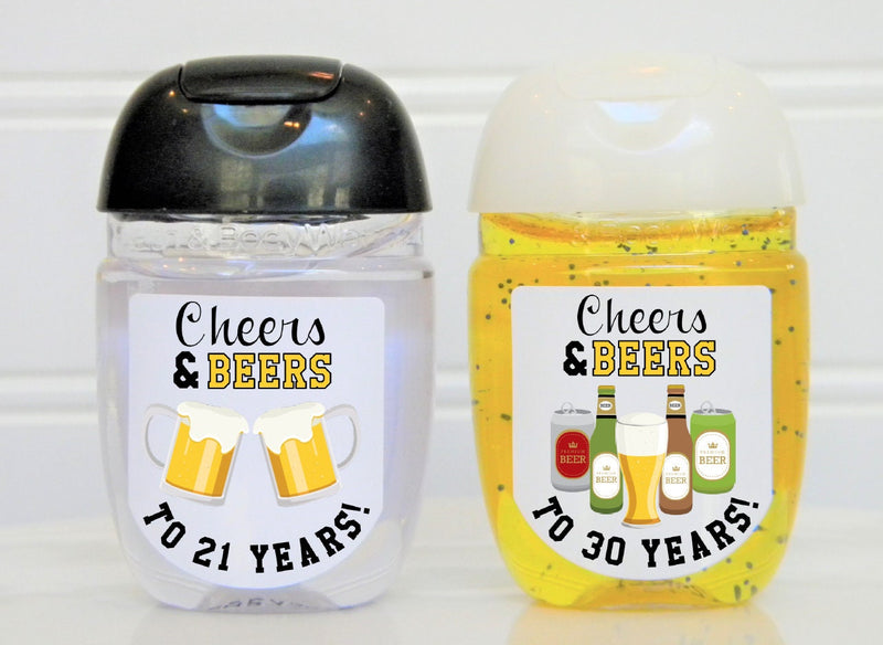 Cheers and Beers Theme Birthday Hand Sanitizer Labels  - CNB100 - LABELS ONLY :) - Thatsawrapfavors