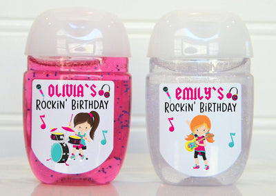 Rock Star Theme Birthday Party Hand Sanitizer Favor Labels - ROK102 - LABELS ONLY :) - Thatsawrapfavors