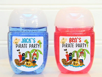 Pirate Theme Birthday Hand Sanitizer Labels - PIR100 - LABELS ONLY :) - Thatsawrapfavors