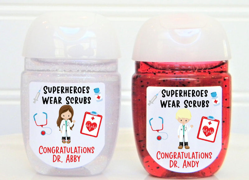 Doctor Theme Graduation Party Hand Sanitizer Labels - MED101 - LABELS ONLY :) - Thatsawrapfavors