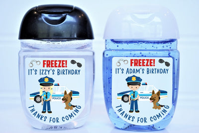 Police Theme Birthday Hand Sanitizer Labels -LABELS ONLY :) POL100 - Thatsawrapfavors