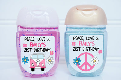 60's Theme Birthday Hand Sanitizer Labels - 60S100 - LABELS ONLY :) - Thatsawrapfavors