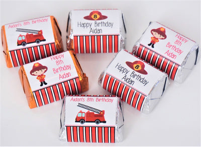 Firefighter Theme Birthday Party Hershey Nugget Labels - FIR320 - STICKERS ONLY :) - Thatsawrapfavors