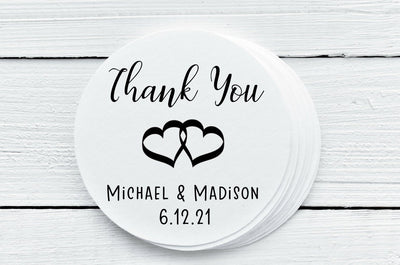Wedding Thank You Favor Labels - Gift Tags - Several Sizes Available - THK025 - Thatsawrapfavors