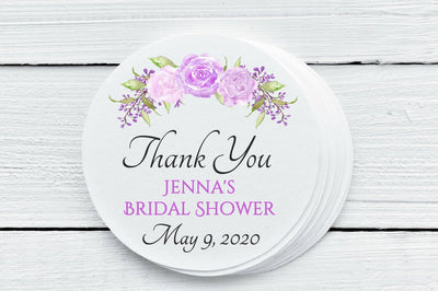 Lavender Floral Bridal Shower Favor Labels - Gift Tags - Several Sizes Available  - LAV027 - Thatsawrapfavors