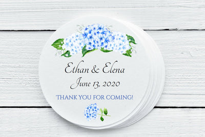 Blue Floral Wedding Favor Labels - Gift Tags - Several Sizes Available - BFL025 - Thatsawrapfavors