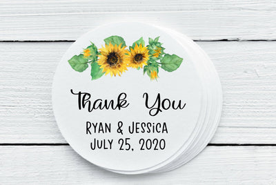 Sunflower Theme Wedding Shower Favor Labels - Gift Tags - Several Sizes Available - SUN025 - Thatsawrapfavors