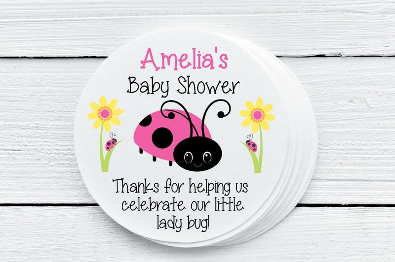 Ladybug Theme Baby Shower Favor Labels - Gift Tags - Several Sizes Available - LDB026 - Thatsawrapfavors