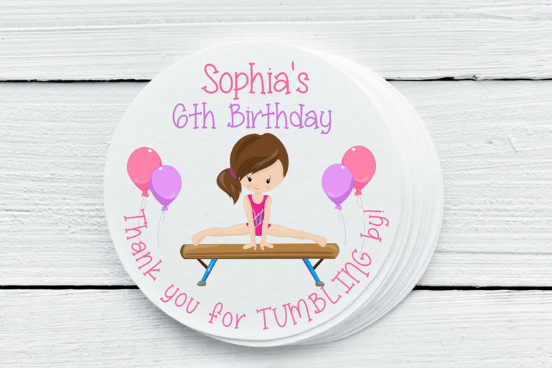 Gymnastics Theme Favor Labels - Gift Tags - Several Sizes Available - GYM025 - Thatsawrapfavors