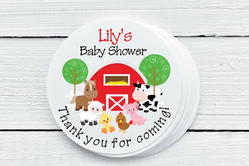 Farm Theme Baby Shower Favor Labels - Gift Tags - Several Sizes Available - FAR026 - Thatsawrapfavors