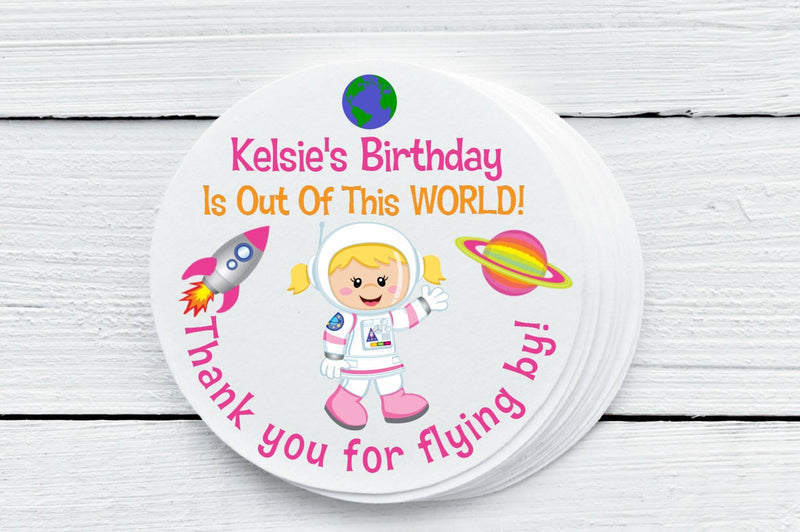 Astronaut Theme Birthday Party Favor Labels - Gift Tags - Several Sizes Available - AST026 - Thatsawrapfavors