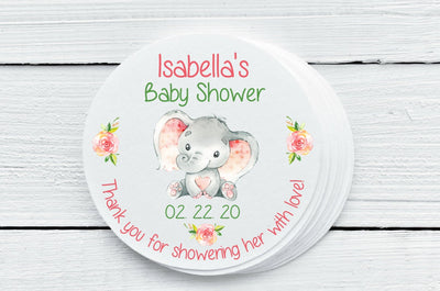 Elephant Theme Baby Shower Favor Labels - Gift Tags - Several Sizes Available - ELE025 - Thatsawrapfavors
