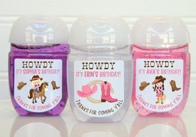 Western Theme Birthday Party Hand Sanitizer Labels - WES101 -LABELS ONLY :) - Thatsawrapfavors