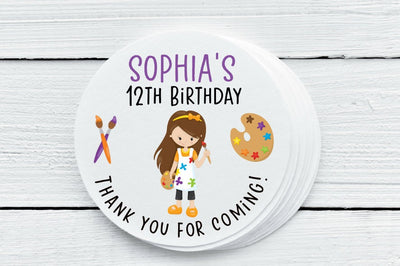 Painting Art Theme Birthday Favor Labels - Gift Tags - Several Sizes Available - PAI025 - Thatsawrapfavors