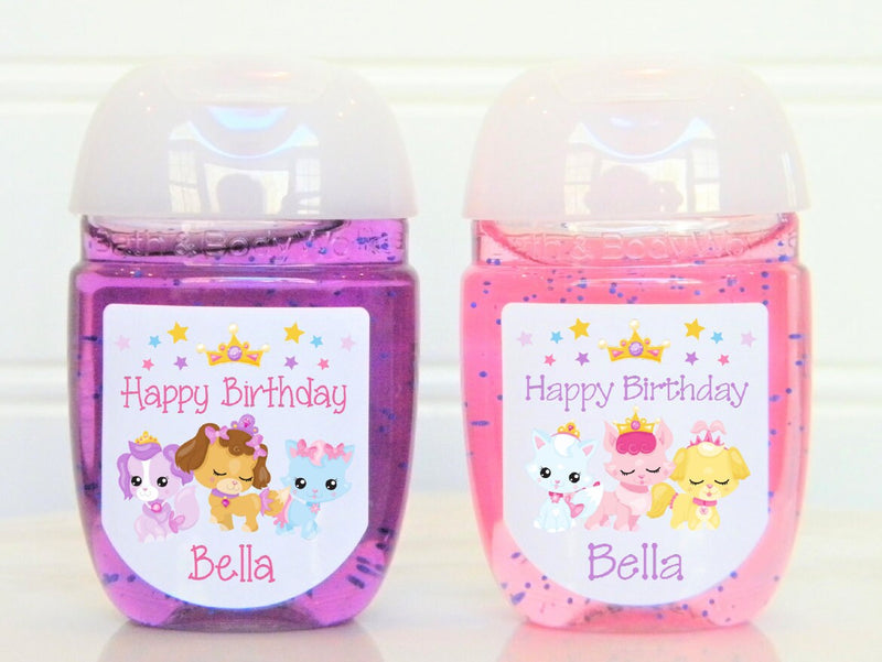 Princess Pets Theme Birthday Hand Sanitizer Labels - PRP100 - LABELS ONLY :) - Thatsawrapfavors