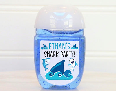 Shark Theme Birthday Party Hand Sanitizer Favor Labels - SHK100 - LABELS ONLY :) - Thatsawrapfavors