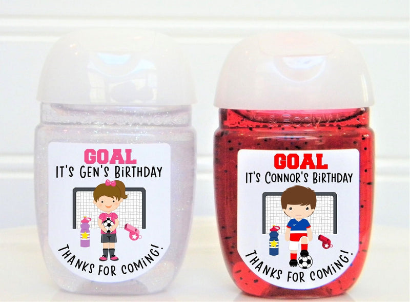 Soccer Theme Party Hand Sanitizer Favor Labels - SOC100 - LABELS ONLY :) - Thatsawrapfavors