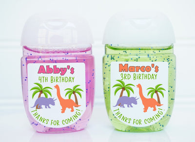 Dinosaur Theme Birthday Party Hand Sanitizer Labels - DIN100 - LABELS ONLY :) - Thatsawrapfavors