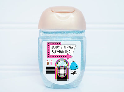 50's Theme Birthday Hand Sanitizer Labels - 50S100 - LABELS ONLY :) - Thatsawrapfavors