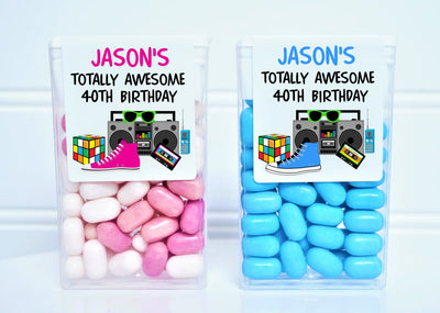 80's Theme Birthday Party or Class Reunion Tictac Stickers - 80S200 - LABELS ONLY :) - Thatsawrapfavors