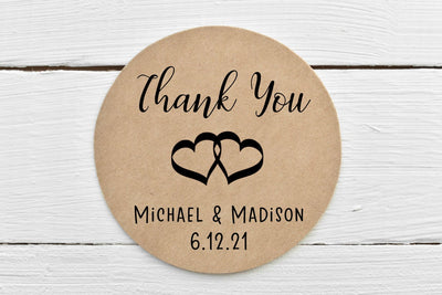 Kraft Wedding Thank You Labels - Gift Tags - Several Sizes Available - THK026 - Thatsawrapfavors