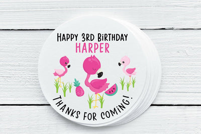 Flamingo Theme Favor Labels - Gift Tags - Several Sizes Available - FLA025 - Thatsawrapfavors