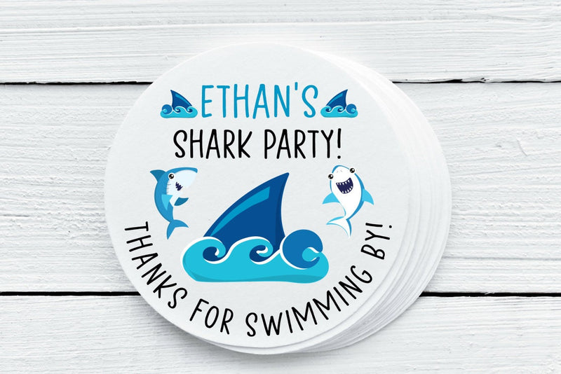 Shark Theme Favor Labels - Gift Tags - Several Sizes Available - SHK025 - Thatsawrapfavors