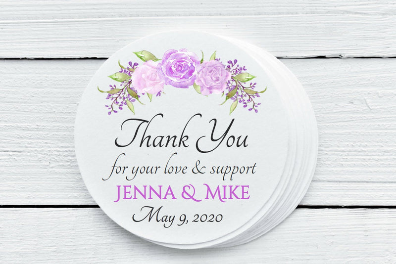 Lavender Floral Wedding Bridal Shower Favor Labels - Gift Tags - Several Sizes Available - LAV026 - Thatsawrapfavors